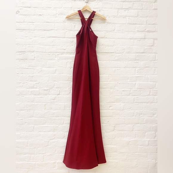 Likely || Willa Crossover Halter Mermaid Gown Burgundy Red 4 - Picture 2 of 8
